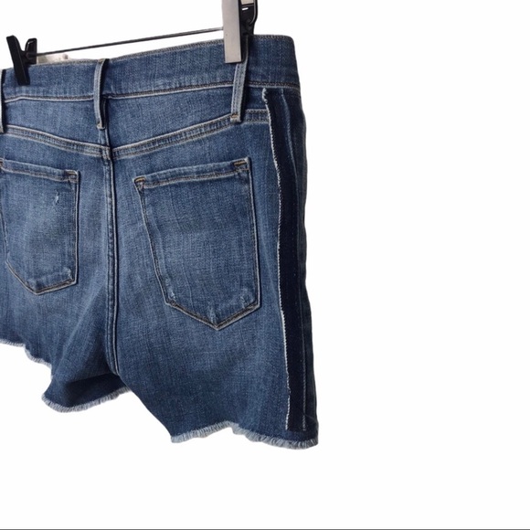 Frame Cleo Tux Stripe Fray Hem Denim Jean Shorts Size 28 Cut Off Shorts … - Picture 5 of 10
